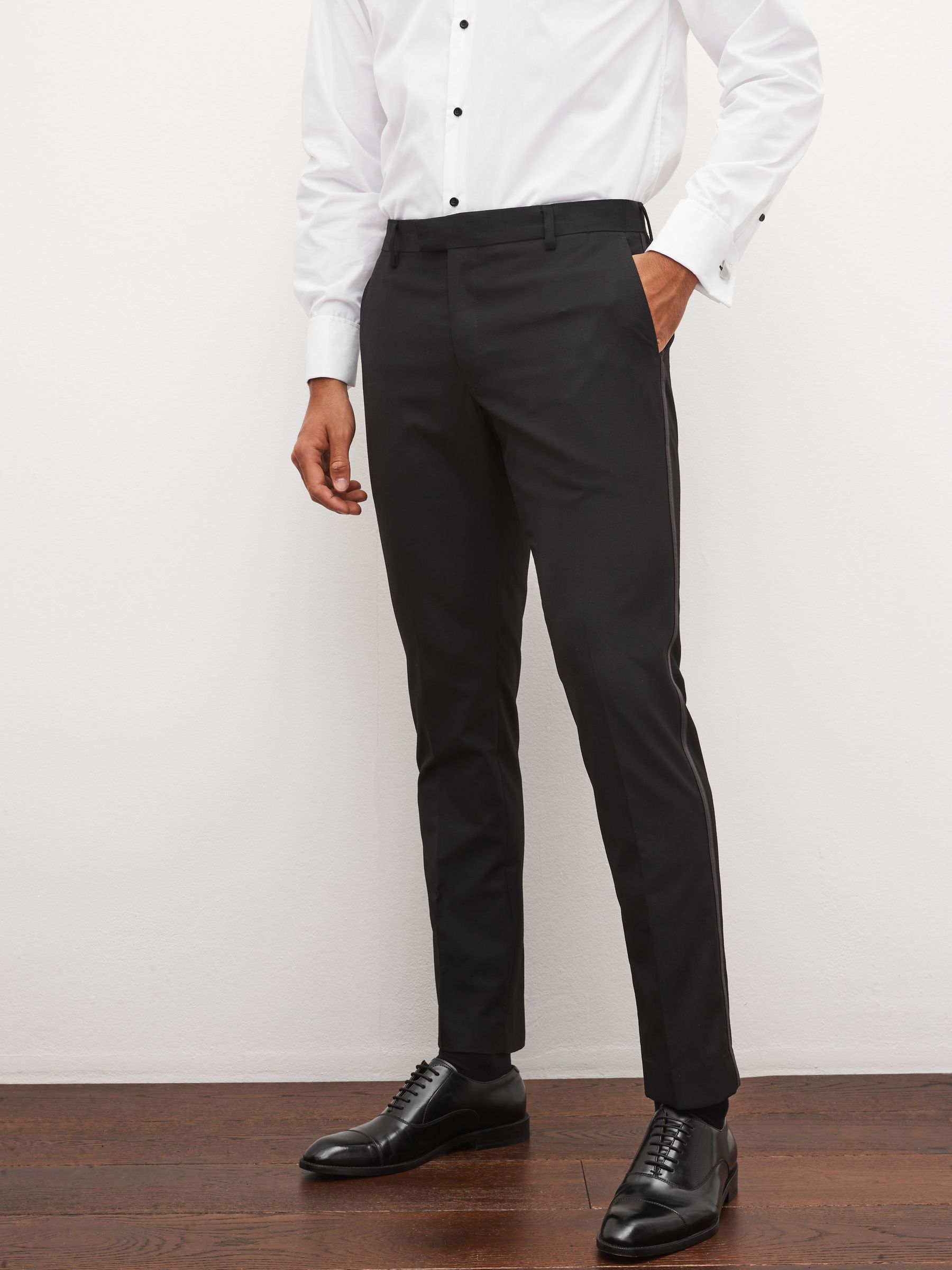 Skinny leg tuxedo pants discount