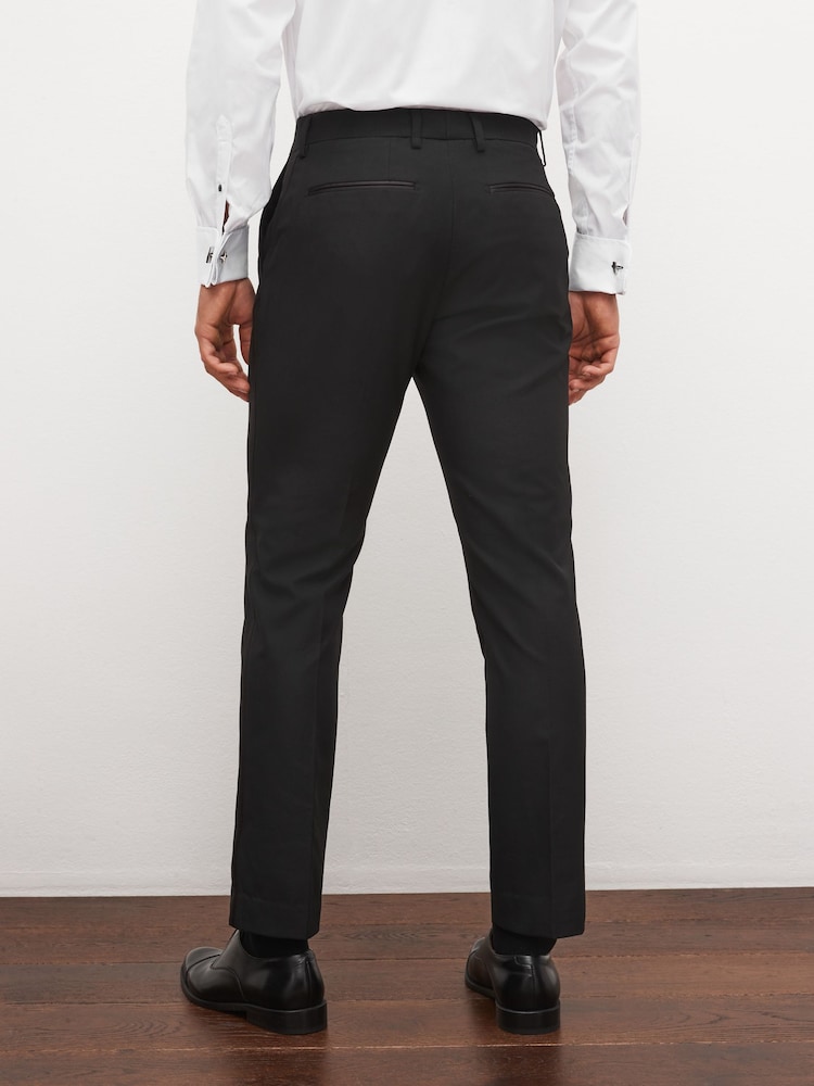 Black Tape Detail Slim Fit Tuxedo Suit Trousers - Image 3 of 10