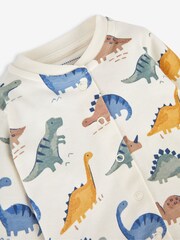 JoJo Maman Bébé Cream Dinosaur Print Cotton Baby Sleepsuit - Image 3 of 4