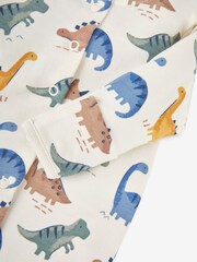JoJo Maman Bébé Cream Dinosaur Print Cotton Baby Sleepsuit - Image 4 of 4
