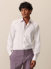 White/Burgundy Red Trimmed Formal Shirt - Image 1 of 8