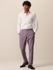 White/Burgundy Red Trimmed Formal Shirt - Image 2 of 8