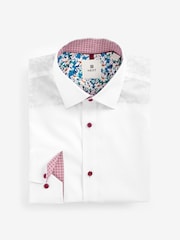 White/Burgundy Red Trimmed Formal Shirt - Image 6 of 8