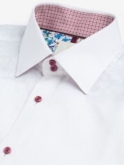White/Burgundy Red Trimmed Formal Shirt - Image 7 of 8