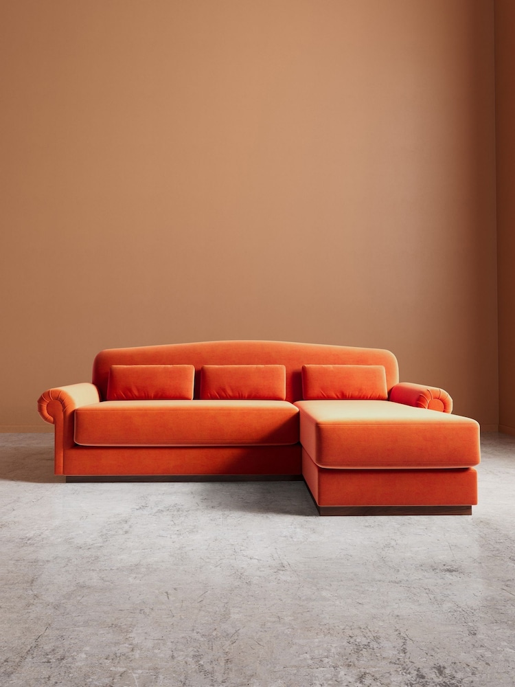 Swoon Burnt Orange Aberton Easy Velvet Right Hand Corner Sofa - Image 2 of 6 Swoon Burnt Orange Aberton Easy Velvet Right Hand Corner Sofa - Image 2 of 6