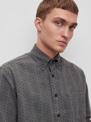 BOSS Grey Lambey 100% Cotton Shirt - Image 4 of 6