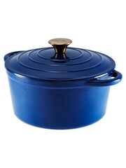 Barbary & Oak Blue 24cm Cast Iron Round Casserole Pan - Image 4 of 4