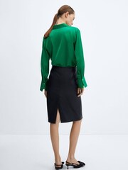 Mango Green Satin Finish Flowy Shirt - Image 2 of 6