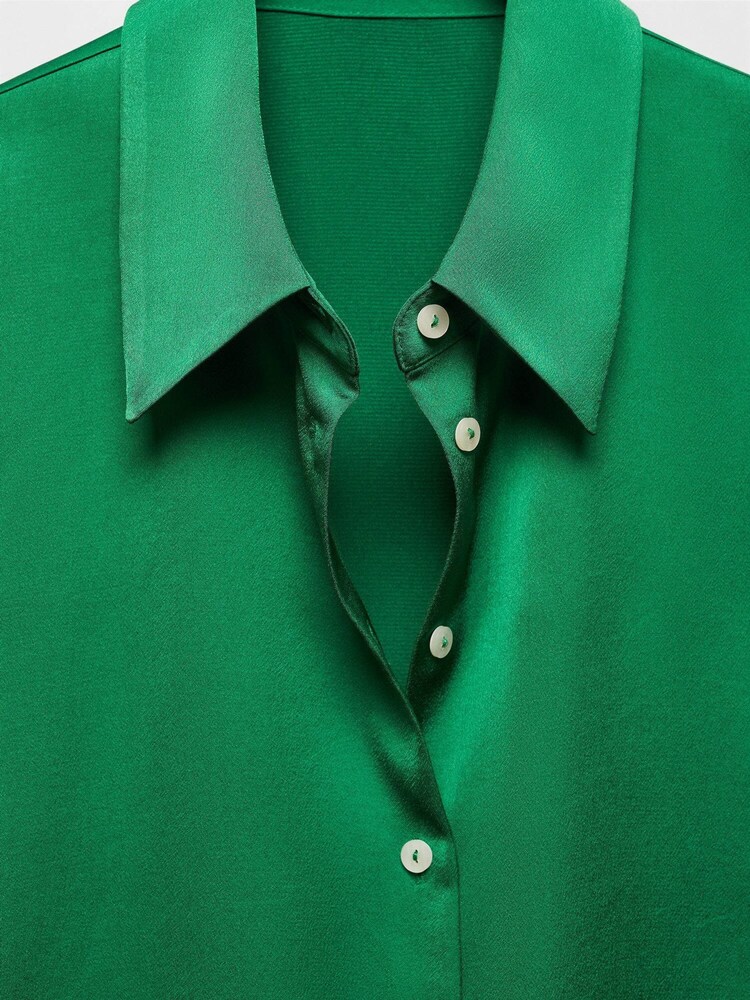 Mango Green Satin Finish Flowy Shirt - Image 6 of 6