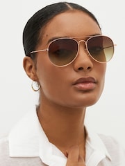 Rose Gold Classic Aviator Style Sunglasses - Image 1 of 6