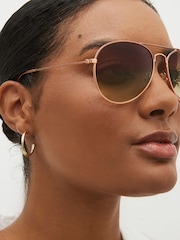 Rose Gold Classic Aviator Style Sunglasses - Image 2 of 6