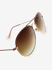Rose Gold Classic Aviator Style Sunglasses - Image 5 of 6