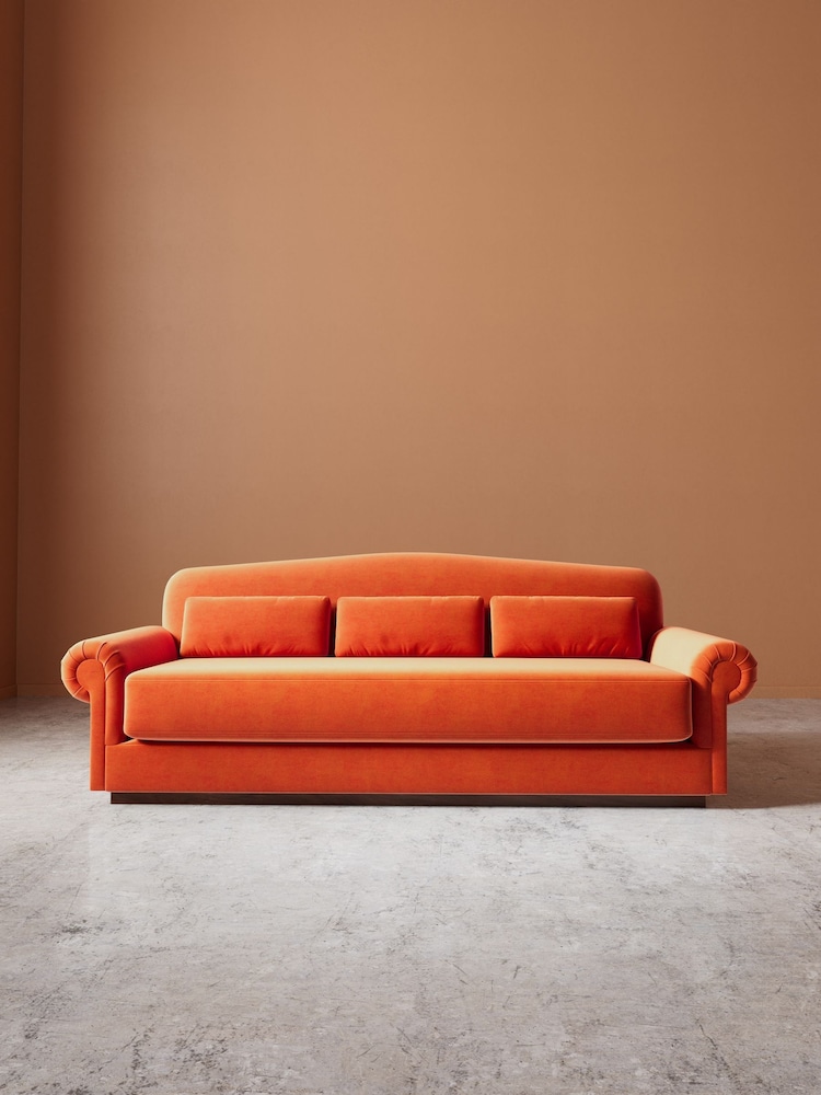 Swoon Burnt Orange Aberton Easy Velvet 3 Seater Sofa - Image 2 of 6 Swoon Burnt Orange Aberton Easy Velvet 3 Seater Sofa - Image 2 of 6