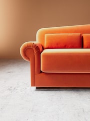 Swoon Burnt Orange Aberton Easy Velvet 3 Seater Sofa - Image 4 of 6