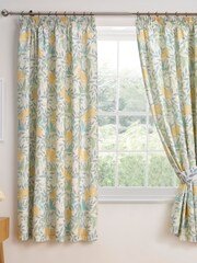 D&D Blue Sandringham Pair of Pencil Pleat Curtains With Tie Backs - Image 1 of 3