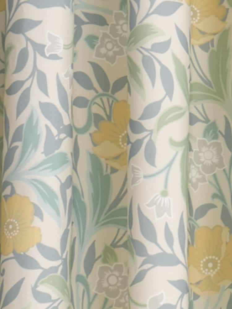 D&D Blue Sandringham Pair of Pencil Pleat Curtains With Tie Backs - Image 3 of 3