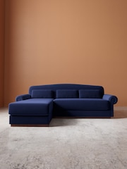 Swoon Ink Aberton Easy Velvet Left Hand Corner Sofa - Image 2 of 6