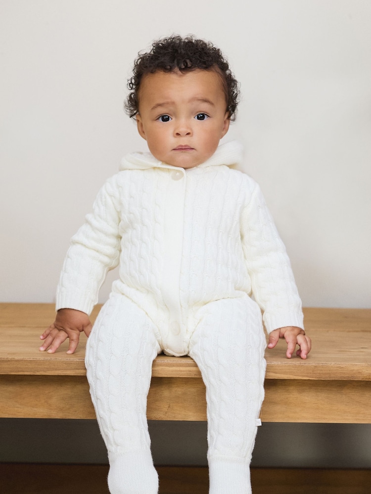 The Little Tailor Baby 100% Cotton Soft Knitted Pramsuit - Image 2 of 7 The Little Tailor Baby 100% Cotton Soft Knitted Pramsuit - Image 2 of 7