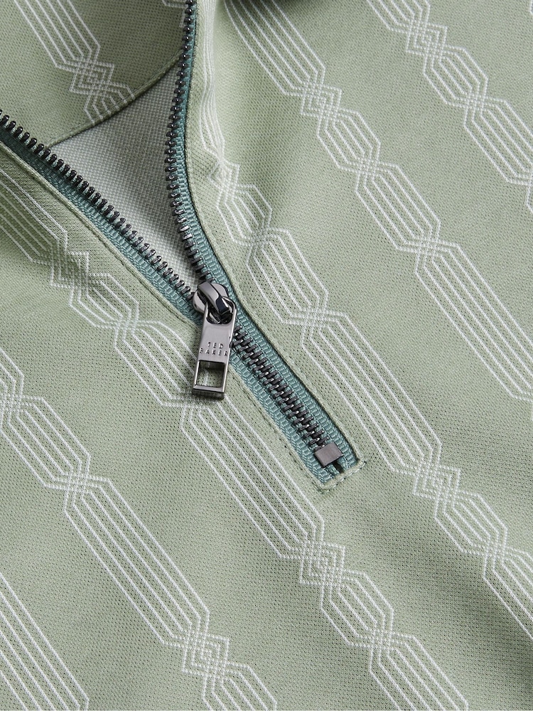 Ted Baker Green Nep Polo Shirt With Cable Detail - Image 5 of 5