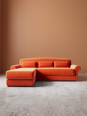 Swoon Burnt Orange Aberton Easy Velvet Left Hand Corner Sofa - Image 2 of 6