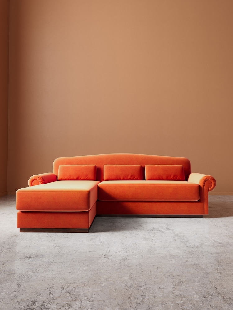 Swoon Burnt Orange Aberton Easy Velvet Left Hand Corner Sofa - Image 2 of 6 Swoon Burnt Orange Aberton Easy Velvet Left Hand Corner Sofa - Image 2 of 6