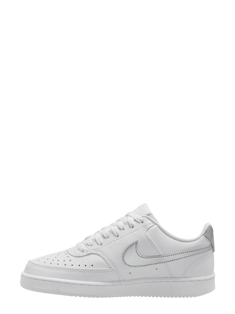 Nike White/Silver Court Vision Low Trainers - Image 2 of 4
