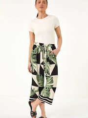 Roman Green Petite Leaf Print Culotte Trousers - Image 2 of 5