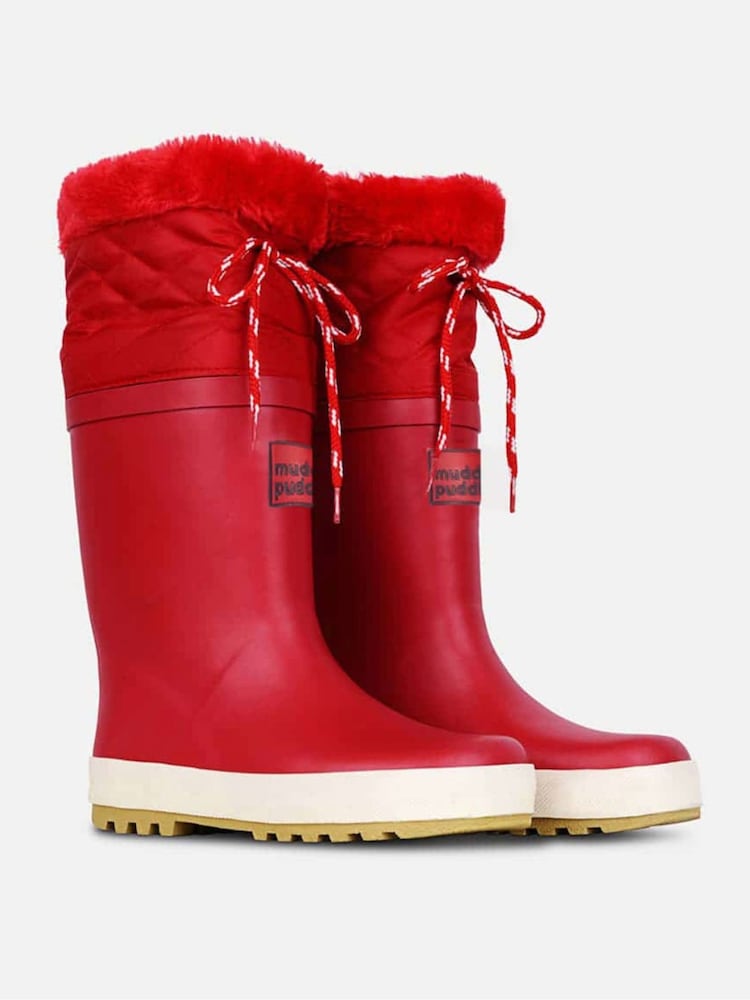 Muddy Puddles Red Fleece Lined Puddleflex Wellies - Image 1 of 5 Muddy Puddles Red Fleece Lined Puddleflex Wellies - Image 1 of 5