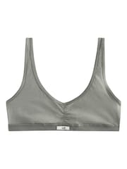 self. Light Grey Cotton Scoop Neck Crop Bra - Image 2 of 3