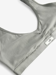 self. Light Grey Cotton Scoop Neck Crop Bra - Image 3 of 3
