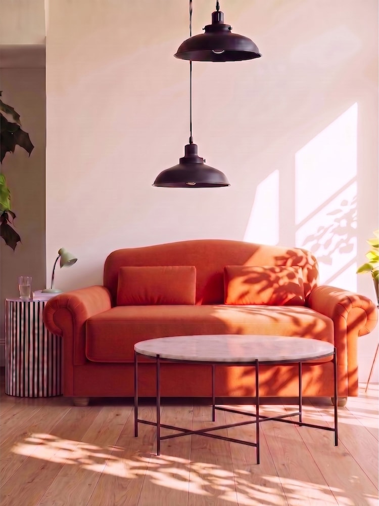 Swoon Burnt Orange Aberton Easy Velvet 2 Seater Sofa - Image 1 of 6 Swoon Burnt Orange Aberton Easy Velvet 2 Seater Sofa - Image 1 of 6
