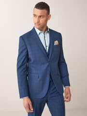 Bright Blue Check Tailored Fit Suit: Waistcoat - Image 2 of 7