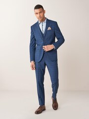 Bright Blue Check Tailored Fit Suit: Waistcoat - Image 3 of 7