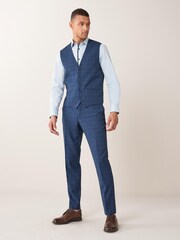 Bright Blue Check Tailored Fit Suit: Waistcoat - Image 4 of 7