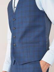 Bright Blue Check Tailored Fit Suit: Waistcoat - Image 6 of 7
