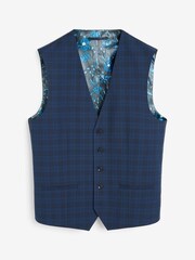 Bright Blue Check Tailored Fit Suit: Waistcoat - Image 7 of 7