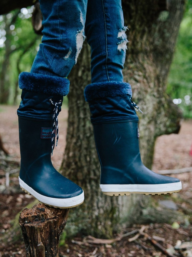 Muddy Puddles Blue Fleece Lined Puddleflex Wellies - Image 1 of 6