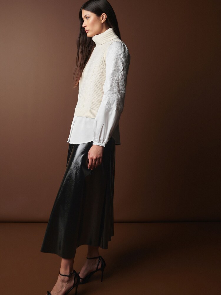 Ecru White Premium Lambswool Cable Layer Jumper - Image 2 of 8