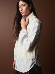 Ecru White Premium Lambswool Cable Layer Jumper - Image 3 of 8