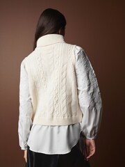Ecru White Premium Lambswool Cable Layer Jumper - Image 4 of 8