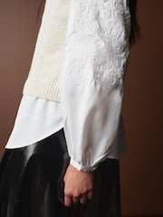 Ecru White Premium Lambswool Cable Layer Jumper - Image 5 of 8