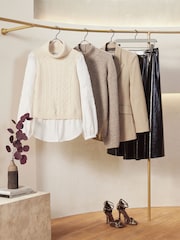 Ecru White Premium Lambswool Cable Layer Jumper - Image 6 of 8