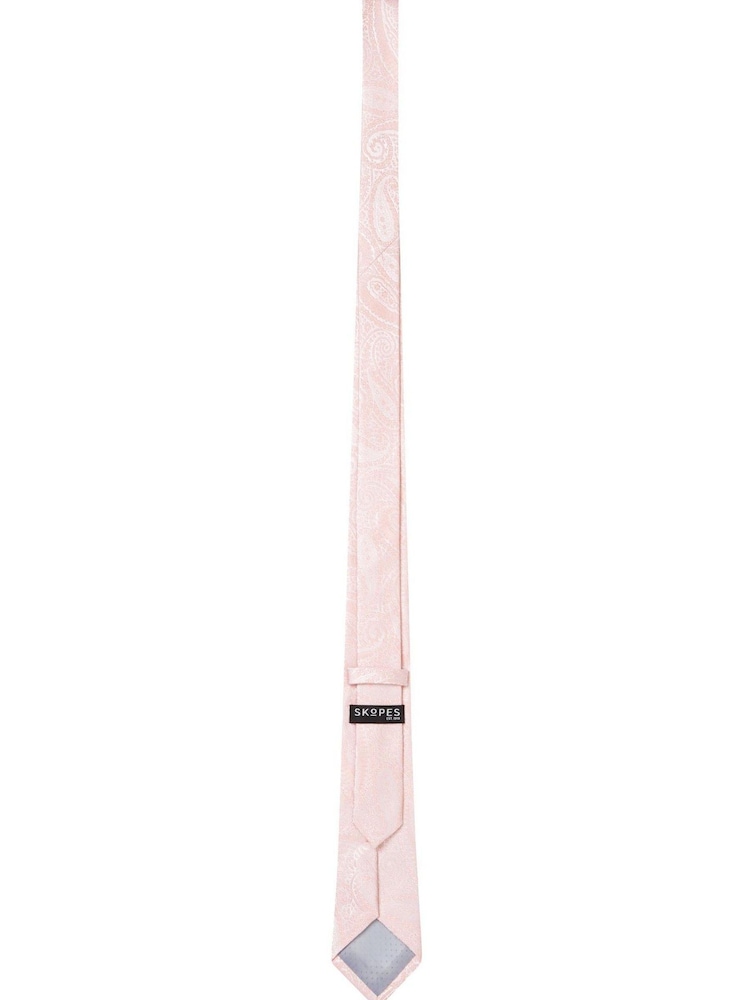 Skopes Pink Baby Paisley Silk Tie And Pocket Square - Image 2 of 4