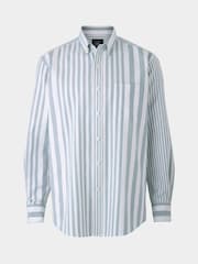 Savile Row Co Blue Variegated Stripe Oxford Casual Shirt - Image 4 of 5
