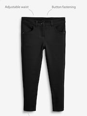 Dark Black Regular Length Jersey Stretch Skinny School Trousers (3-18yrs) - Image 3 of 7