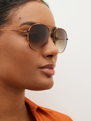 Tortoiseshell Brown Classic Aviator Style Sunglasses - Image 2 of 6