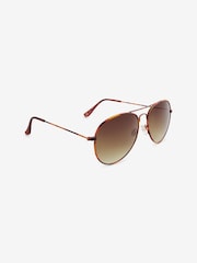 Tortoiseshell Brown Classic Aviator Style Sunglasses - Image 3 of 6