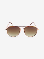 Tortoiseshell Brown Classic Aviator Style Sunglasses - Image 4 of 6