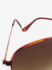 Tortoiseshell Brown Classic Aviator Style Sunglasses - Image 6 of 6