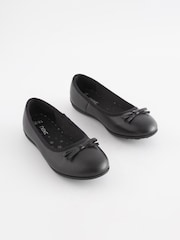 Black Matt Wide Fit (G) School Leather Ballet Shoes - Image 1 of 11